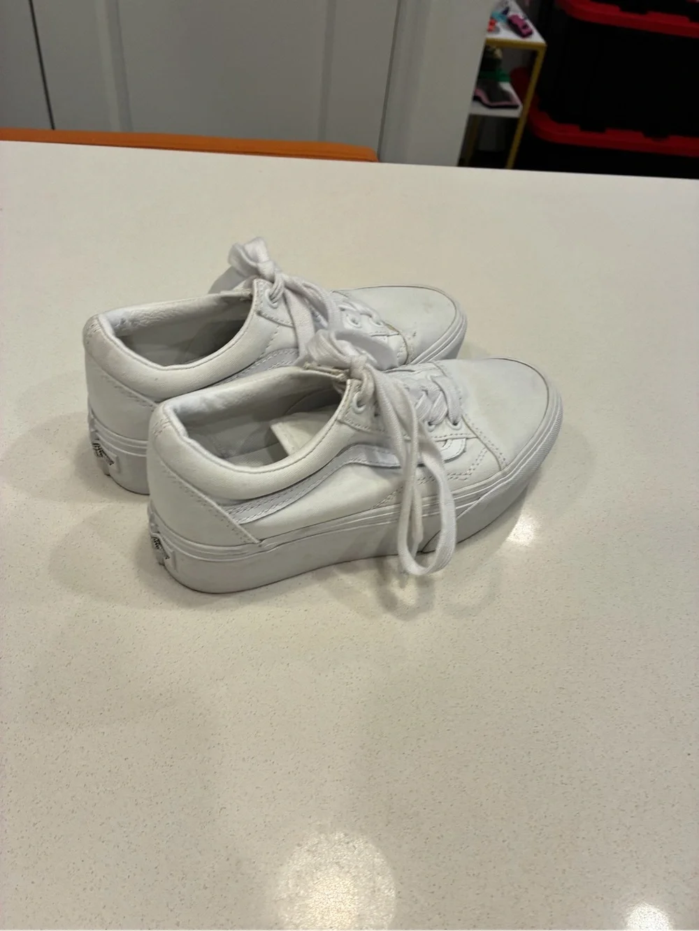White Platform Sneakers - Women's Casual Lace-Up Size 5
